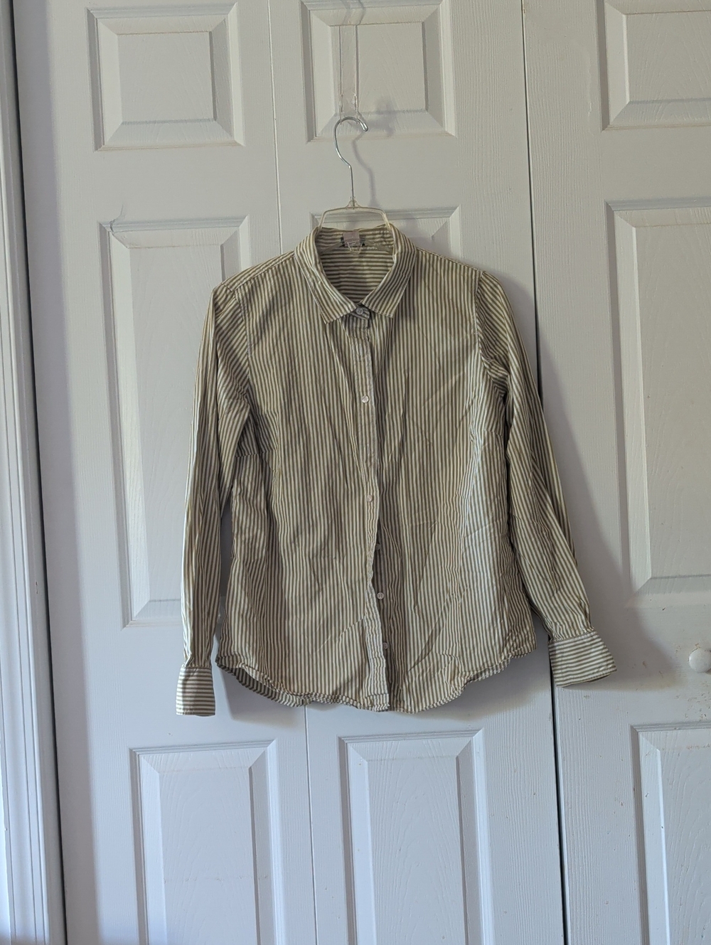 J. Crew Striped Button-Up Shirt in Cream and Black